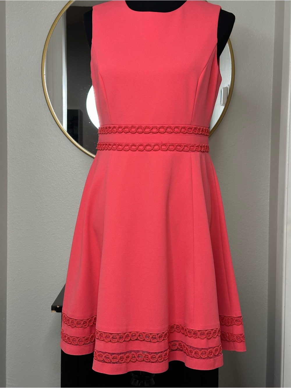 Calvin Klein Coral Sleeveless Fit & Flare Midi Dress
